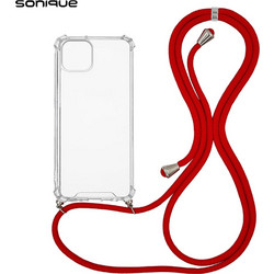 Sonique Armor Clear Back Cover Transparent / Red (iPhone 14 Plus)