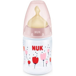 Nuk First Choice Plus Πλαστικό Μπιμπερό με Θηλή Καουτσούκ κατά των Κολικών 0+ Μηνών Flowers Pink 150ml