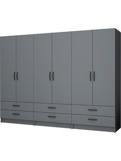 Megapap Εξάφυλλη Ντουλάπα Ρούχων Ricardo Γκρι 240x51.8x181cm GP100-0066,4