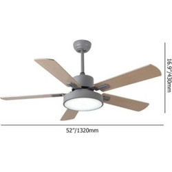 FAN-Y003 Ανεμιστήρας Οροφής 132cm 58W με Φως & Τηλεχειριστήριο Ασημί