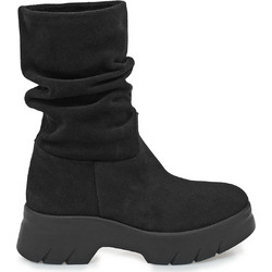 Komis & Komis Γυναικεία Μποτάκια Suede Μαύρα με Χοντρό Χαμηλό Τακούνι A2501