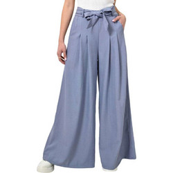 Potre Ψηλόμεση Υφασμάτινη Γυναικεία Παντελόνα Loose Εφαρμογή Μπλε 2490901915
