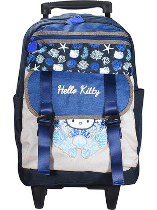 SunCe Hello Kitty Σχολική Τσάντα Τρόλεϊ Δημοτικού Μπλε HBW-9625