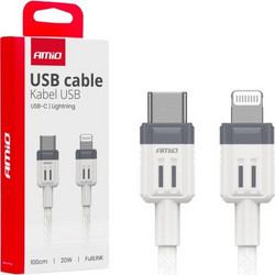 AMiO USB-C to Lightning Cable 20W 1m White 03910