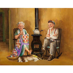 Old Couple with Dog Καμβάς Diamond Painting Kit 30x40cm B08675L413