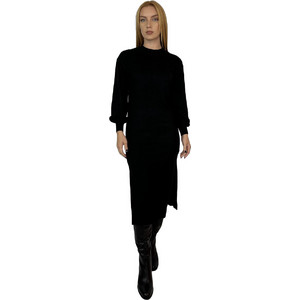 Funky Buddha Midi Καθημερινό Φόρεμα Πλεκτό Μαύρο FBL010-103-13 Funky Buddha Midi Καθημερινό Φόρεμα Πλεκτό Μαύρο FBL010-103-13