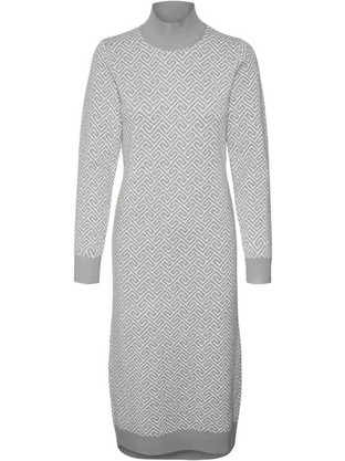 Vero Moda Midi Καθημερινό Φόρεμα Πλεκτό Γκρι 10314462