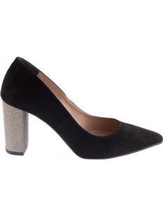 Ellen Γόβες Suede με Χοντρό Ψηλό Τακούνι Μαύρες W-12000