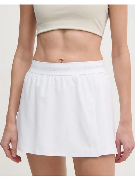 Calvin Klein Μίνι Φούστα Υφασμάτινη Ψηλόμεση Λευκή 00GWS4T901-YAA