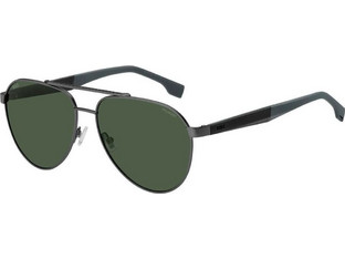 Hugo Boss HG1485S Ανδρικά Γυαλιά Ηλίου Aviator Μεταλλικά Μαύρα με Πράσινο Φακό