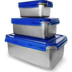 Xsquo Bento Series Σετ Ηλεκτρικά Δοχεία Φαγητού Inox Ασημί Μπλε 3τμχ