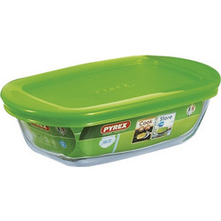 Pyrex Cook & Store Δοχείο Φαγητού Γυάλινο Κατάλληλο για Φούρνο Μικροκυμάτων 400ml Λευκό Πράσινο