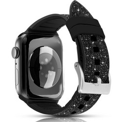 Kingxbar Crystal Fabric Λουράκι Σιλικόνης Crystal Black (Apple Watch 38 / 40 / 41mm)