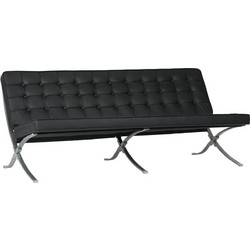 PoliHome Casablanca Τριθέσιος Καναπές από Δερματίνη Μαύρος 180x78x78cm 162783019