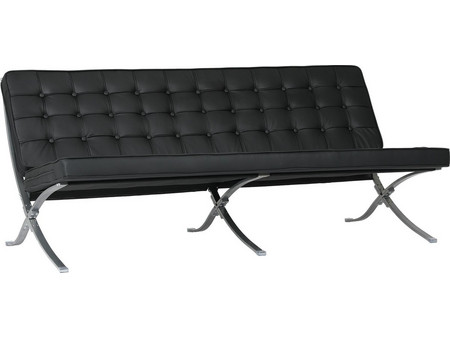 PoliHome Casablanca Τριθέσιος Καναπές από Δερματίνη Μαύρος 180x78x78cm 162783019