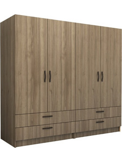 Megapap Τετράφυλλη Ντουλάπα Ρούχων Victoria Καρυδί 200x60x181cm GP100-0087,3