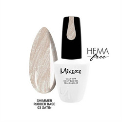 Mixcoco 03 Satin Shimmer Rubber Base Ημιμόνιμο Βερνίκι Νυχιών 15ml
