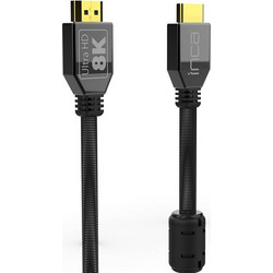 Inca Καλώδιο HDMI 2.1 Braided HDMI Male to HDMI Male 2m Black