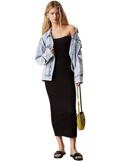 Calvin Klein Midi Καλοκαιρινό Καθημερινό Φόρεμα Μαύρο J20J225263-BEH