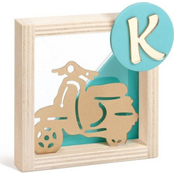 Parisis Μπομπονιέρα Βάπτισης Καδράκι Vespa από Plexiglass & Ξύλο ΠΜ18180