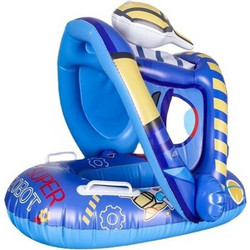 Βρεφικό Σωσίβιο Swimtrainer 70cm με Σκίαστρο για 1-3 Ετών Μπλε S1153