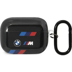 BMW Tricolor Stripes Θήκη Σιλικόνης με Γάντζο για Apple AirPods Pro 2 Μαύρη