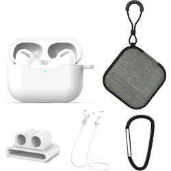 Sonique Soft Touch Σετ Θήκη Σιλικόνης με Γάντζο για Apple AirPods Pro 1 Λευκή