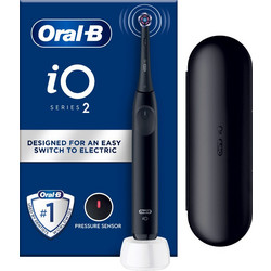 Oral-B iO Series 2 Black Ηλεκτρική Οδοντόβουρτσα με Χρονομετρητή Αισθητήρα Πίεσης & Θήκη Ταξιδίου