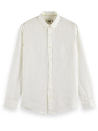 Scotch & Soda Ανδρικό Πουκάμισο Λινό Μακρυμάνικο Κανονική Γραμμή Μπεζ 179188-SC1000001
