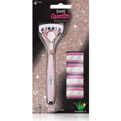 Wilkinson Sword Quattro Rose Gold Γυναικείο Ξυραφάκι με Ανταλλακτικές Κεφαλές με 4 Λεπίδες & Λιπαντική Ταινία 4τμχ