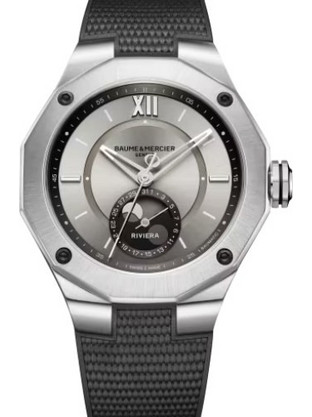 Baume & Mercier Riviera Ανδρικό Ρολόι Αυτόματο με Μαύρο Καουτσούκ Λουράκι M0A10681
