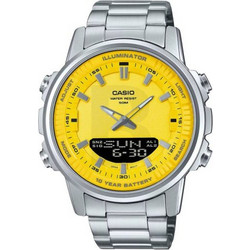 Casio Ανδρικό Ρολόι Χρονογράφος με Ασημί Μεταλλικό Μπρασελέ AMW-880D-9AVDF
