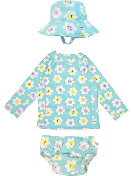 Zoocchini Daisy Σετ Αντηλιακό UV Βρεφικό Μαγιό Πάνα Σετ με Μπλούζα για Κορίτσι Τιρκουάζ ZOO16015