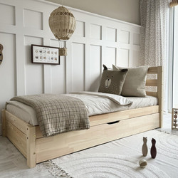 Baby Llama Simple Barierra Plus Παιδικό Κρεβάτι Ημίδιπλο για Στρώμα 120x200cm με Αποθηκευτικό Χώρο