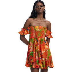 Desigual Bahamas Mini Καλοκαιρινό Καθημερινό Φόρεμα Floral Μεταξωτό Πορτοκαλί 25SWMW10-7026