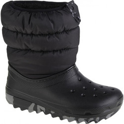 Crocs Παιδικές Μπότες Χιονιού Μαύρες Αδιάβροχες με Γούνα 207684-001