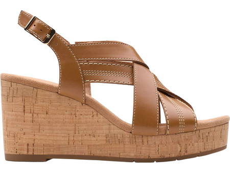Clarks Sabina Ανατομικές Καλοκαιρινές Γυναικείες Πλατφόρμες Ψηλές Δερμάτινες Ταμπά 26181461