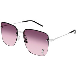 Saint Laurent SL011 312M Γυναικεία Γυαλιά Ηλίου Τετράγωνα Μεταλλικά Ασημί με Ροζ Φακό