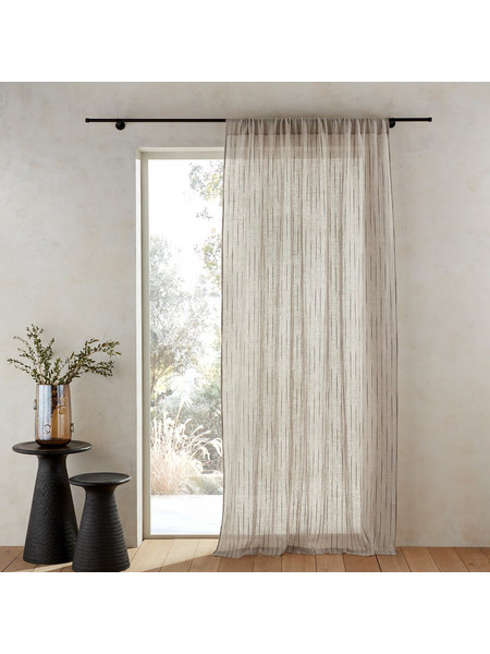 La Redoute Κουρτίνα Παραθύρου με Τούνελ 140x320 Patcha 350252745 Φυσικό Μαύρο