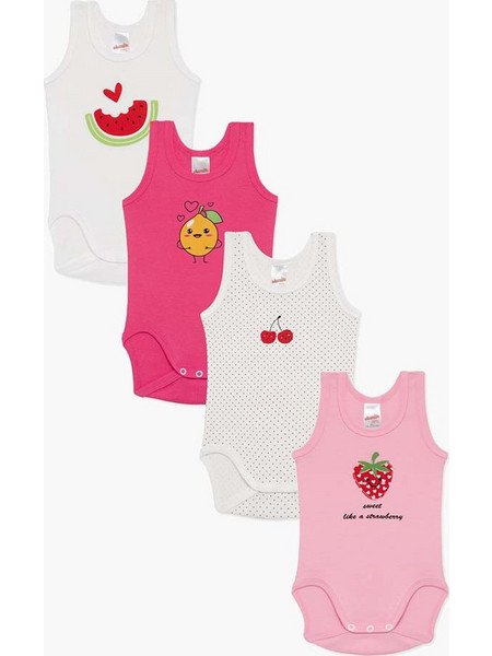 Minerva Fruits Σετ Φορμάκια Εσώρουχα Αμάνικα για Κορίτσι Λευκό Ροζ Φούξια 90-32073-320