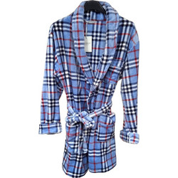 Harmony Χειμωνιάτικη Ανδρική Ρόμπα Fleece Καρό Μπλε 30-803316