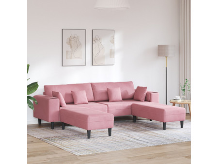 vidaXL Καναπές Βελούδινος Ροζ 250x188x76cm 3335175