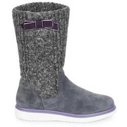 Geox Thymar Παιδικές Μπότες Μωβ Ανθρακί Suede Chelsea με Γούνα J844FD0CP22C9002