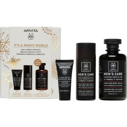 Apivita It's A Man's World Face & Eye Cream 50ml + Hair & Body Wash 250ml + Cleansing Gel 50ml