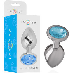 Intense Metal Πρωκτική Σφήνα Diamond Plug 8cm Ασημί Μπλε D-234378