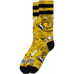 American Socks Ανδρικές Κάλτσες Ψηλές με Σχέδια Κίτρινες AS408