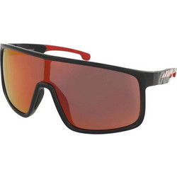 Carrera CA017/S 807UZ Ανδρικά Γυαλιά Ηλίου Μάσκα Κοκάλινα Μαύρα με Πορτοκαλί Φακό