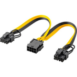 Goobay 60000 Καλώδιο Τροφοδοσίας 8-Pin PCIe to 2 x 6+2 Pin PCIe 0.23m Yellow Black
