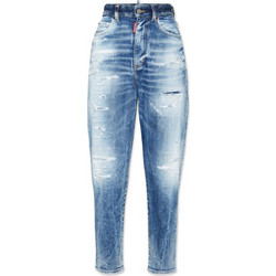 Dsquared2 80'S Ψηλόμεσο Γυναικείο Τζιν Παντελόνι Κανονική Εφαρμογή με Σκισίματα Μπλε S72LB0831S30663-470