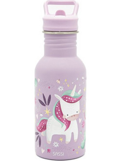 Sassi Sparkly the Unicorn Παιδικό Παγούρι Ανοξείδωτο με Καλαμάκι Λιλά 500ml